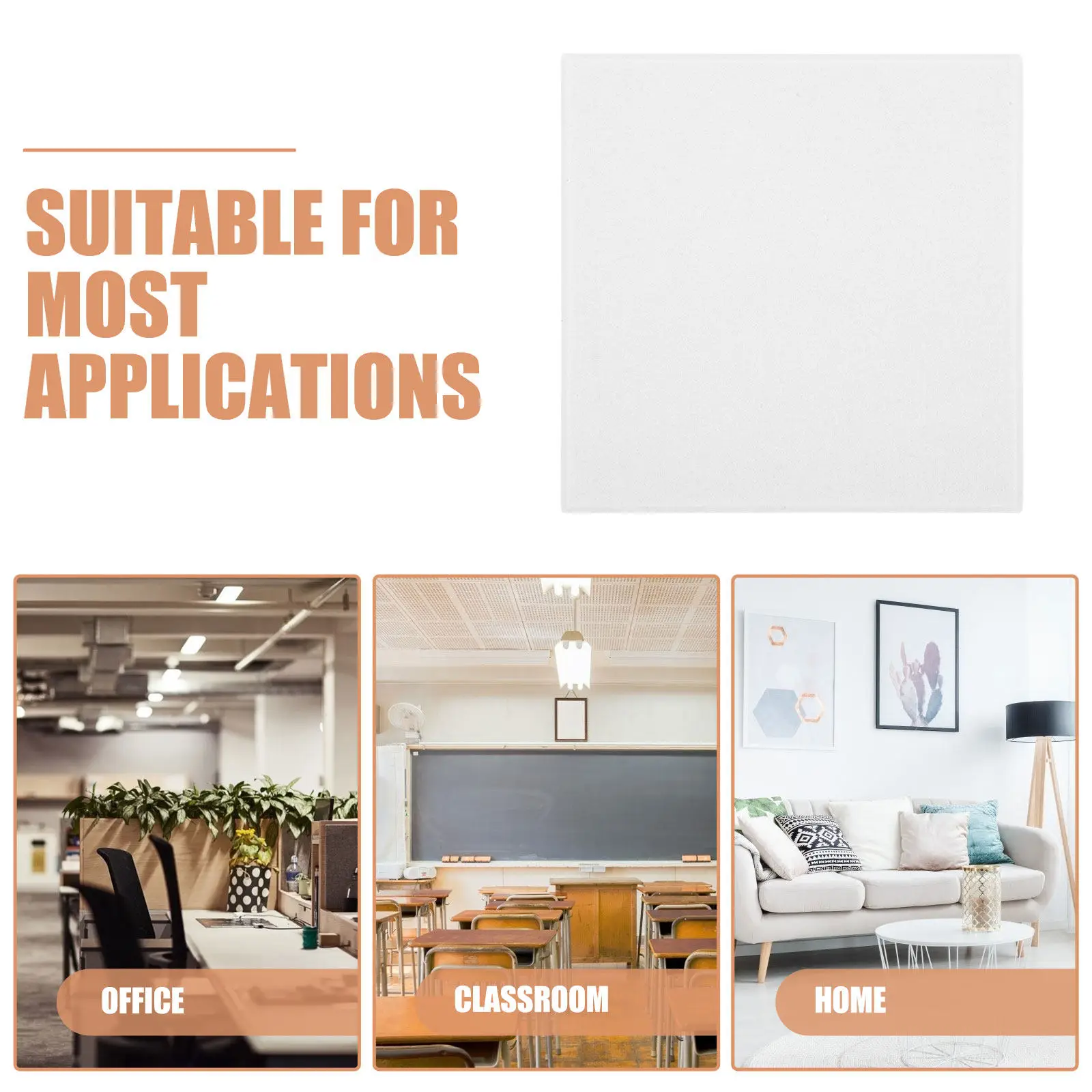 6Pcs 30x30cm 9Mm Thick White Felt Bulletin Board Set for Classroom Home Office Wall Display Photo Art Notice Sound Absorption
