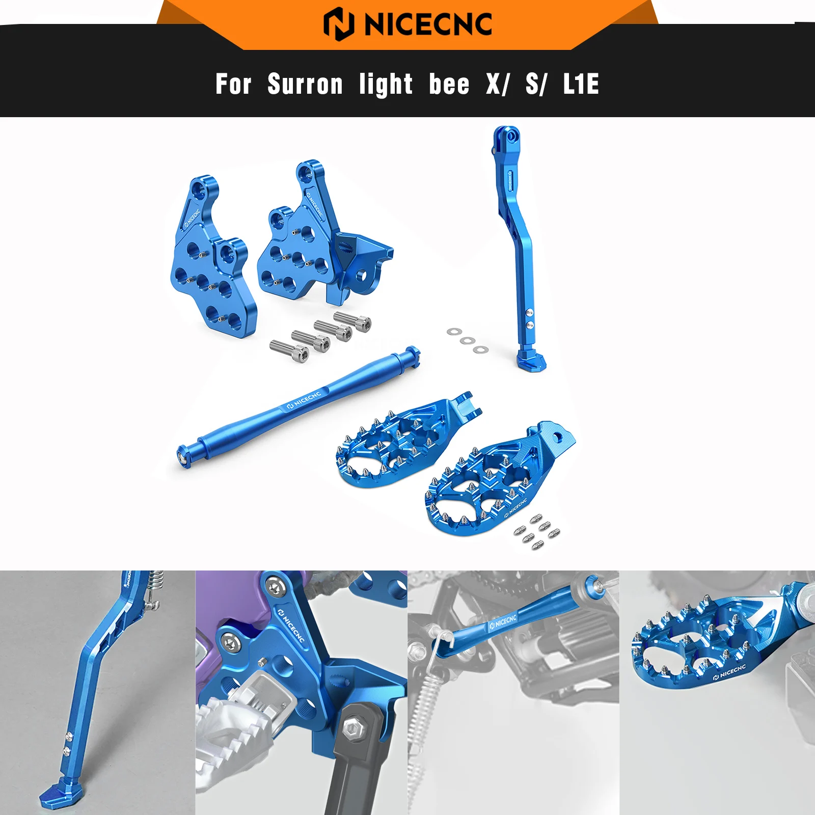 

NICECNC Foot Pegs Bracket Package Footrest Support Brace Foot Side Kick Stand For Surron light bee X S L1E Segway X 160 X260