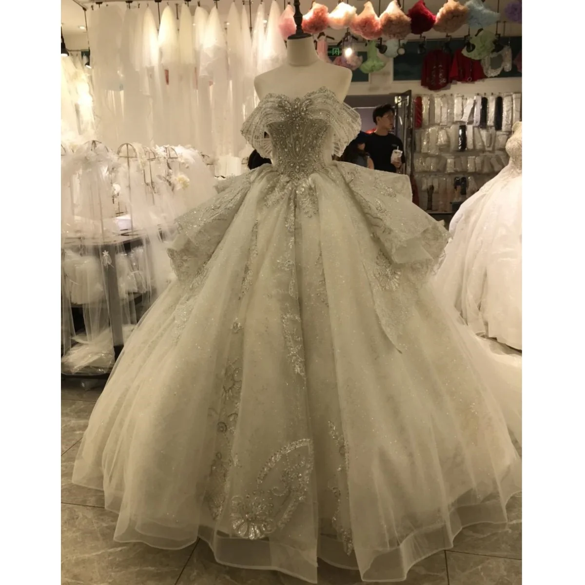 

Kisswhite Bridal Green Collection Luxury Wedding Dress Off the shoulder glitters Crystals Ball Gown custom made Bridal dresses