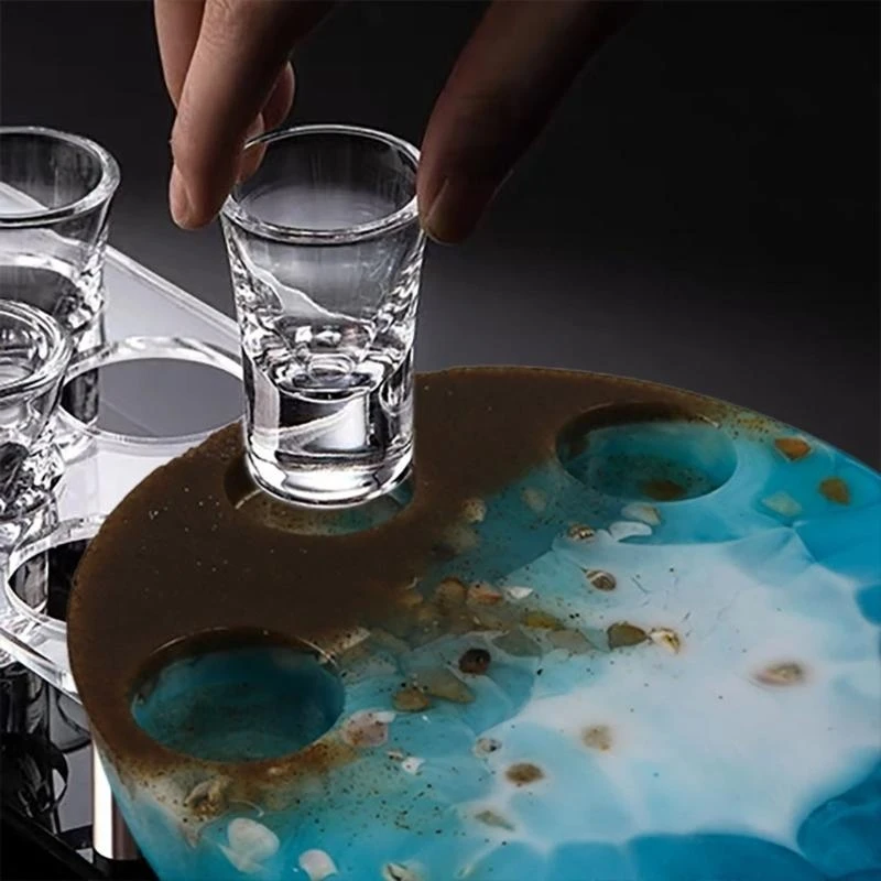HX6F DIY Silicone Mold Epoxy Casting Dish Mould Silicone Shot Glasses Tray Moulds