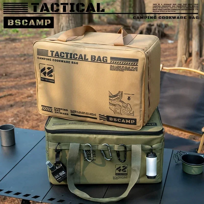 Bolsa de almacenamiento táctica para acampada de 30L, caja plegable aislada para picnic, vajilla y equipo de campo, resistente al agua
