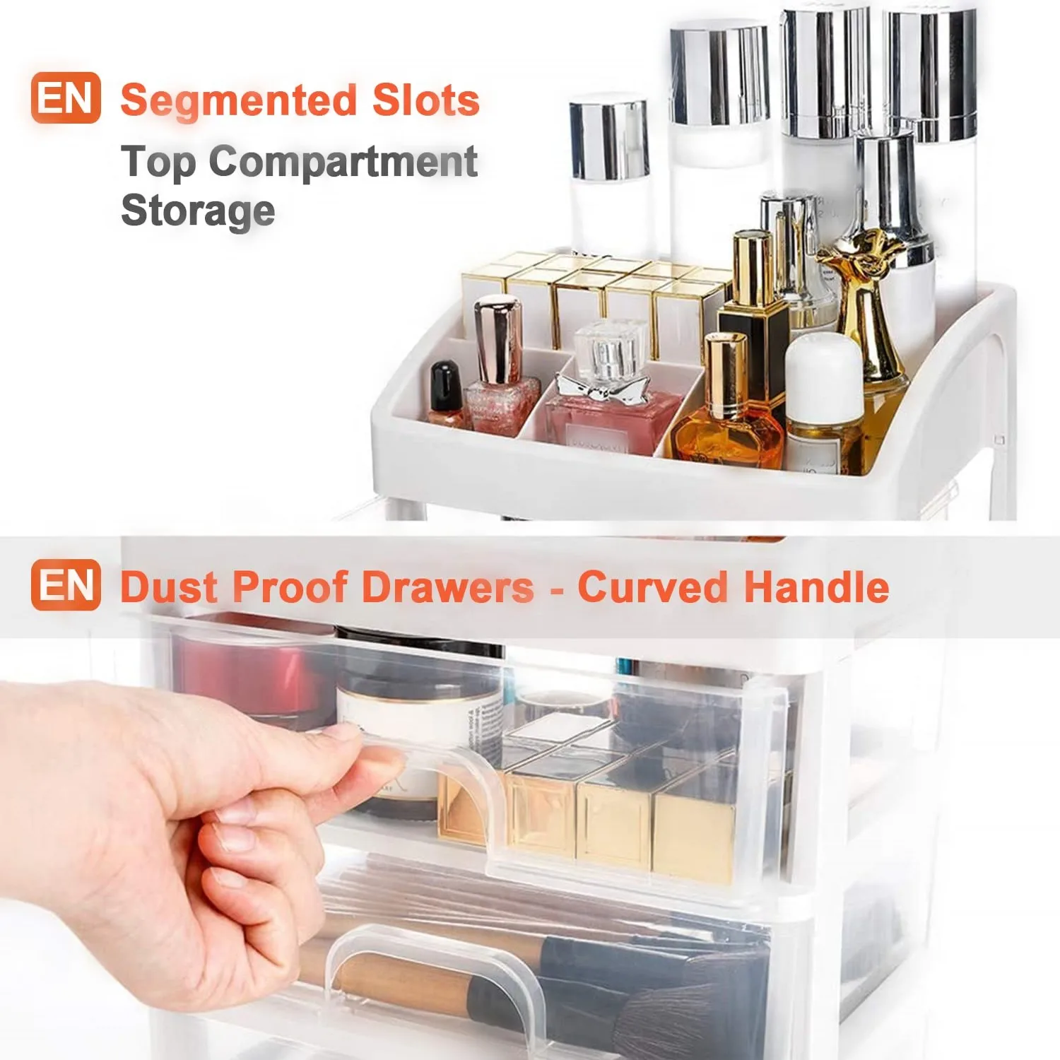 Makeup Organizer for Vanity Desktop Stroage Boxes with 3 Drawers  for Cosmetics SkinCare Eyeshadow Brushe Lipstick for Bathroom