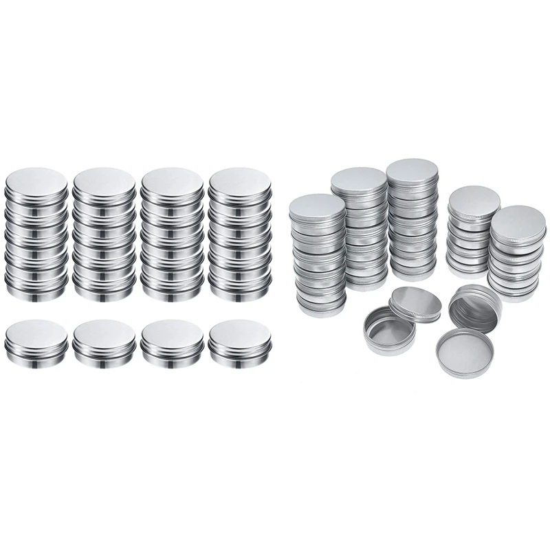 

40X Screw Top Round Aluminum Tins Cans & 30X Screw Top Round Aluminum Tins Cans-Aluminum Screw Lid Round