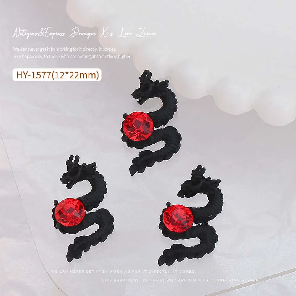 3Pcs/set Metal Nail Art Drills Dragon Nail Decorations Manicure Ornaments Alloy Nail Charms Dragon Nail Accessories