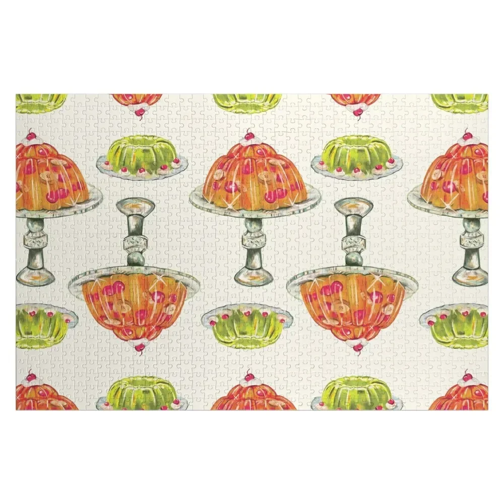 

Vintage Cherry & Lime Jello Mold Pattern. Cute & Nostalgic Kitchen Wall Decor Gift Jigsaw Puzzle Custom Gifts Puzzle