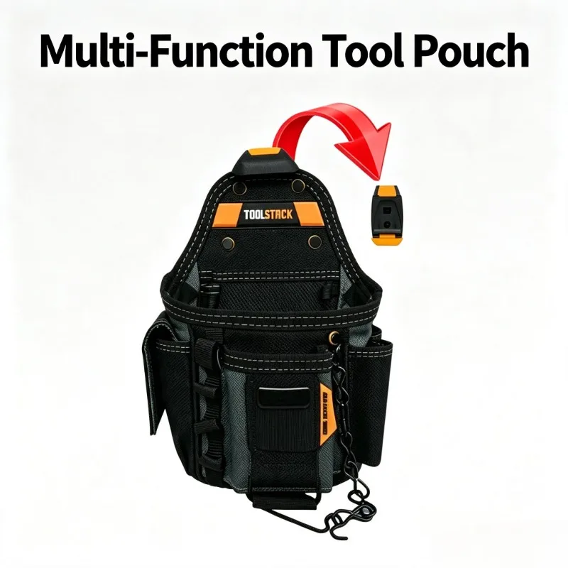 TOOLSTACK Multifunctional Electrician Pouch 13 Pockets Loops 6-Layer Oxford Heavy Duty Durable Quick-Hook Waist Tool Storage Bag