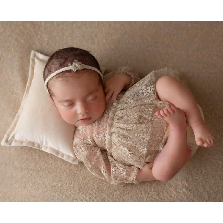 Newborn Photography Props for Baby Girl Lace Outfits Bodysuit Headband Pillow Clothes Fotografia Accessories Studio Photo Props - view 4
