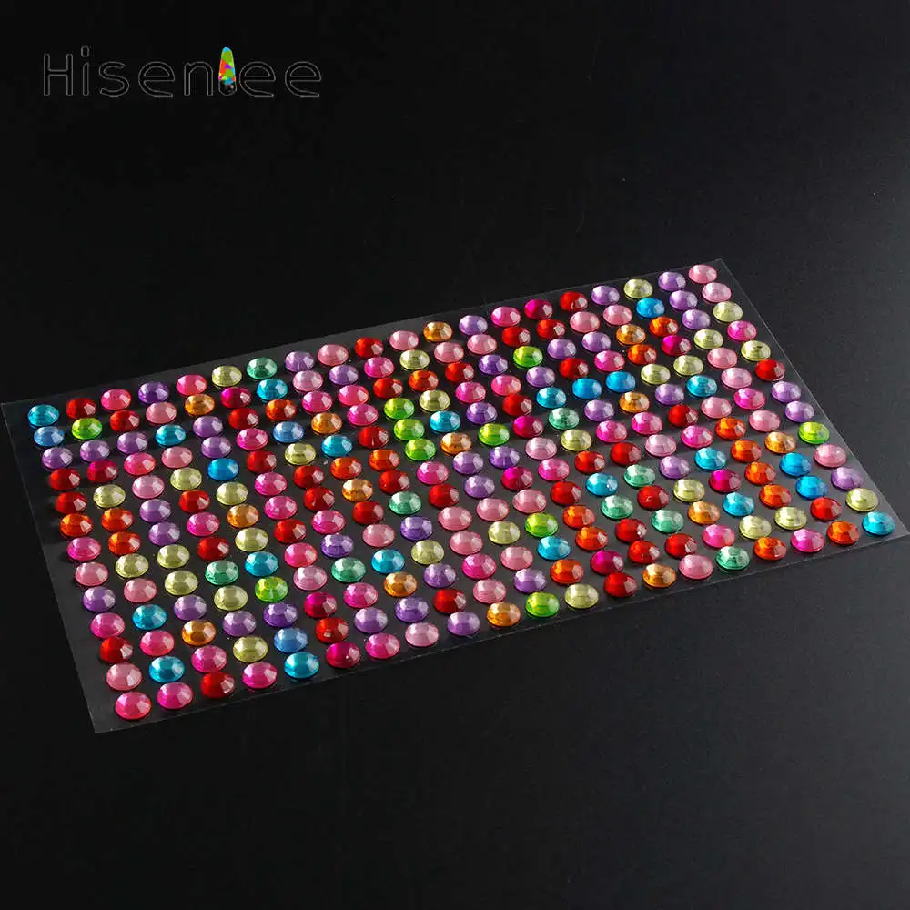 12 Colors 6mm 260 Pieces/Set Mobile/PC Art Deco Rhinestone Stickers Transparent Crystal Stone Nail Art Self Adhesive Paper