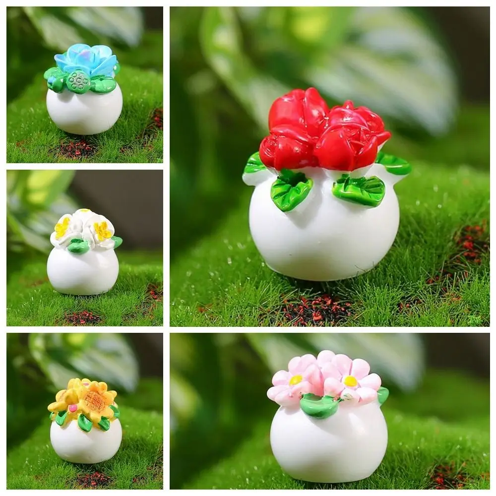 High Imitation 1/12 Simulation Potted Plants Miniature Resin Mini Plant Model Plant Potting Simulation Flower