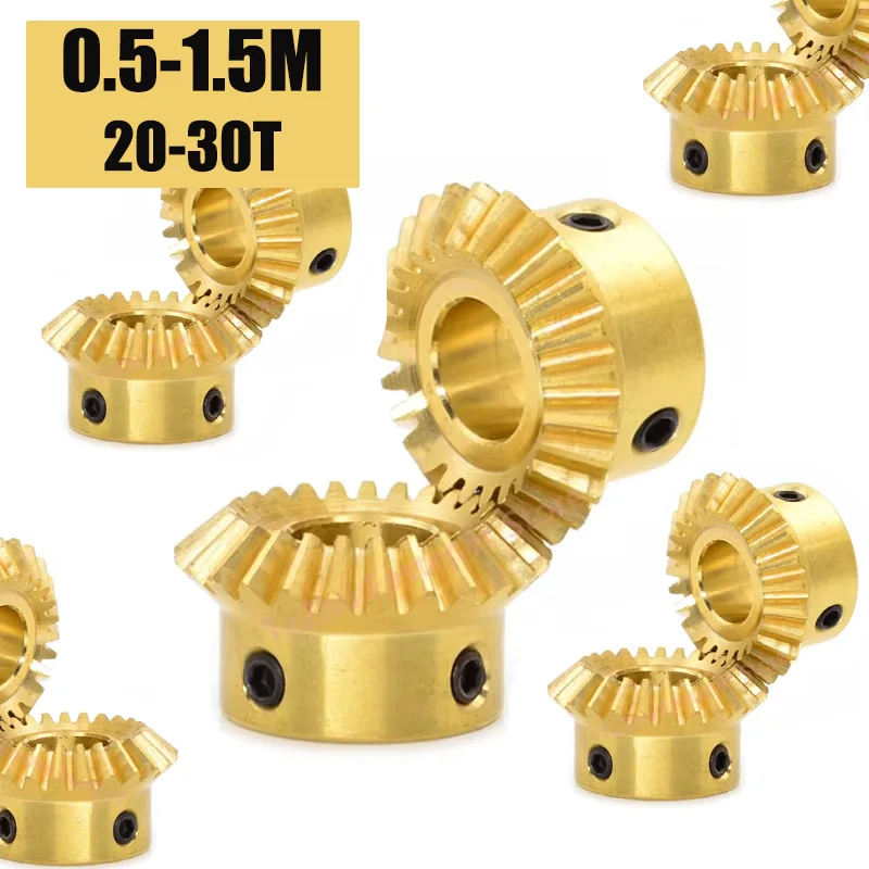 1Pc 1:1 Brass Bevel Gear High Precision 0.5/0.8/1/1.5M 15 25 30Teeth 90° Meshing Wear Resistant Bore 3-15mm Transmission Parts