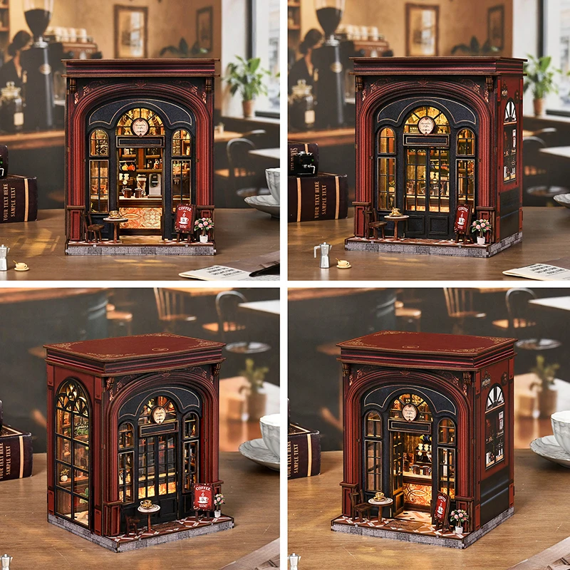 DIY Wooden Book Nook Dollhouses Building Toys Kits 3D Puzzles Wooden Doll Houses Desk Home Decor Toys For Friends Birthdays Gift