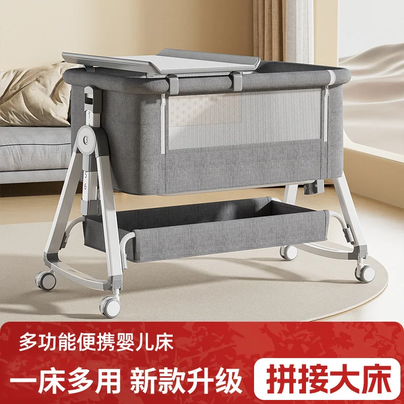 Crib removable portable baby crib foldable multifunctional bb bed newborn child splicing bed