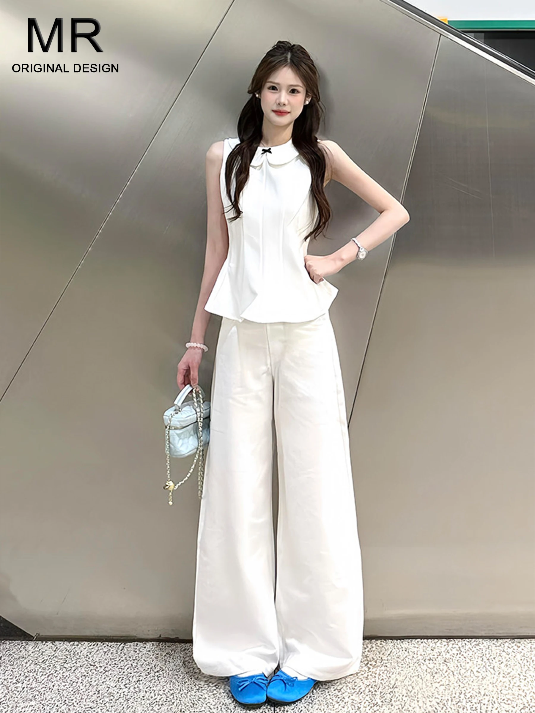 

High Waist Straight Leg White Jeans Women's Summer Trendy Loose Slimming Floor Length Pants Casual American Style Jeans