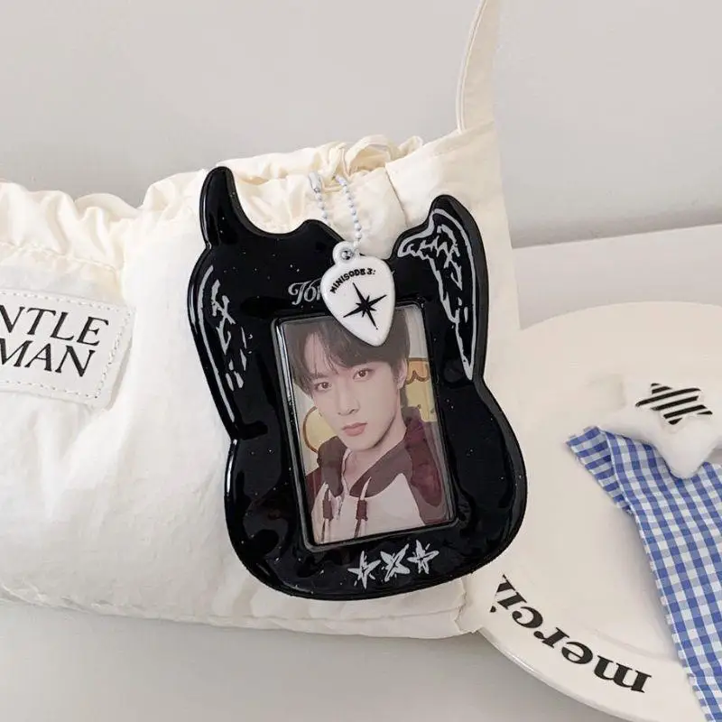 

INS PVC Card Holder Bag Display Pendant DIY Korean Guitar Black White Photocard Holder Card Protective Sleeve Card Cases