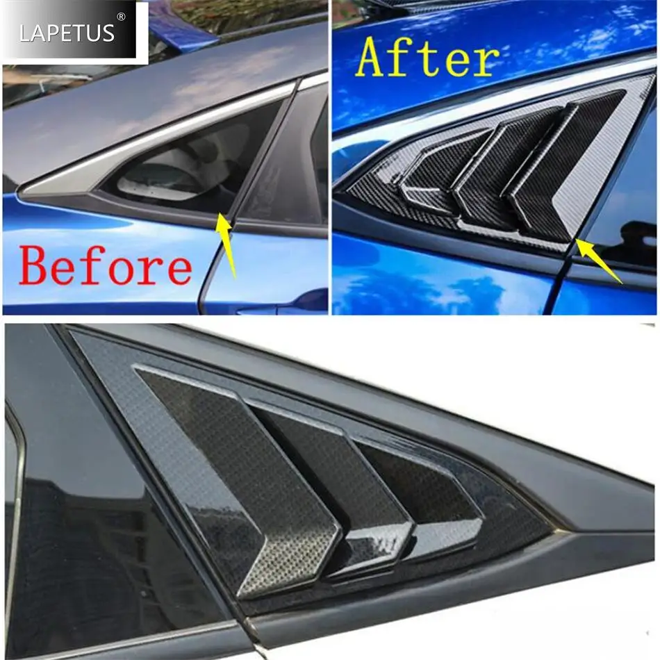 Rear Window Blinds Shades Shutter Louver Side Air Vent Panel Decor Cover Trim For Honda Civic Sedan 2016 - 2019 Car Accessories