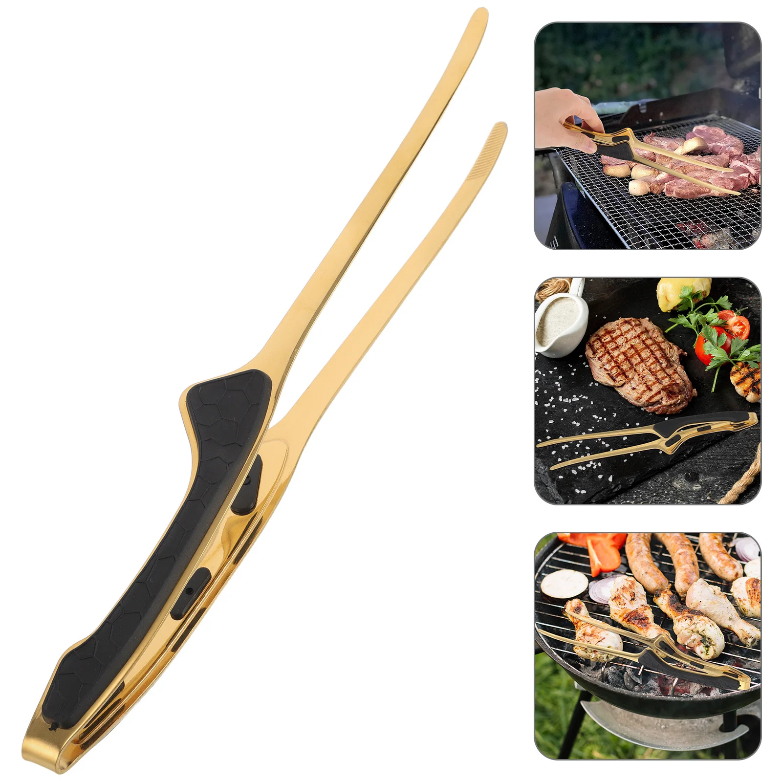 

Щипцы для сервировки из нержавеющей стали, сверхпрочные, для барбекю, с нескользящим захватом, для пикника на природе, гриля, многофункциональный инструмент