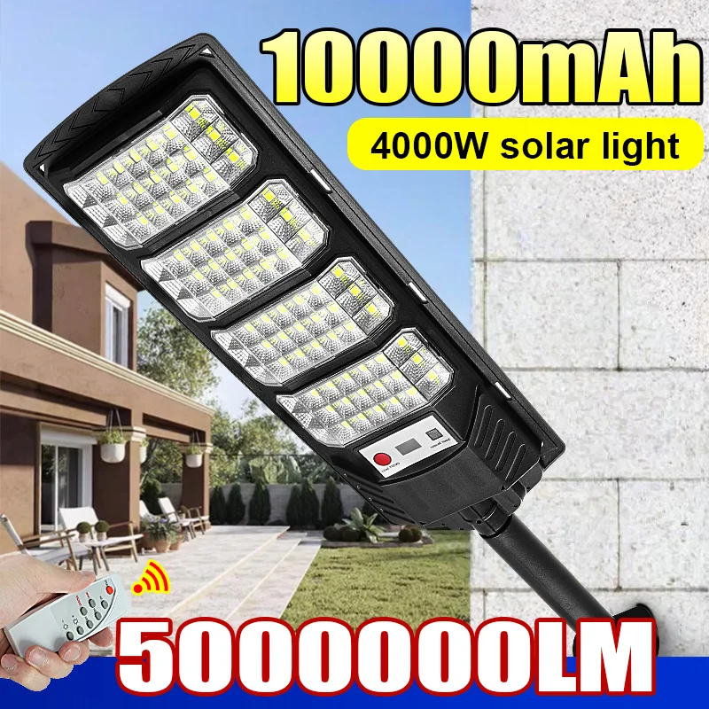 Upgrade 4000W Super Bright Solar Street Lamp with Remote Control Solar Led Light 500000LM High Power Home Outdoor Courtyard Lamp