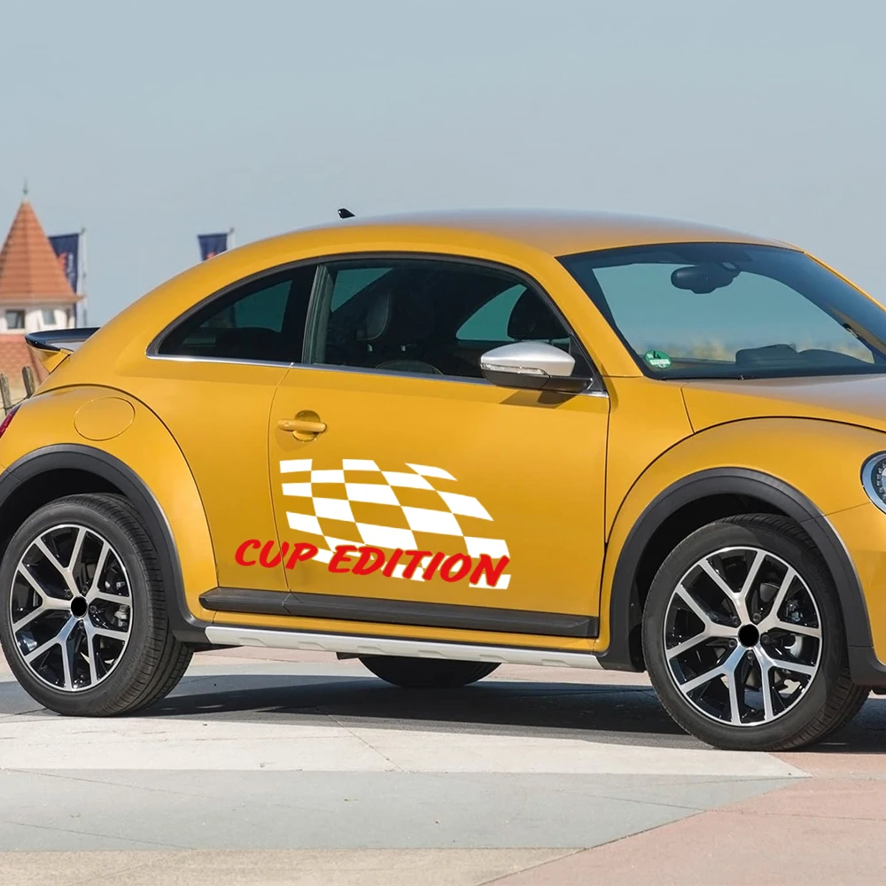 

For Volkswagen VW Beetle Cup Edition 2PCS Car Door Side Sticker Waterproof Racing Sport Vinyl Decal Auto Decoration Accessories