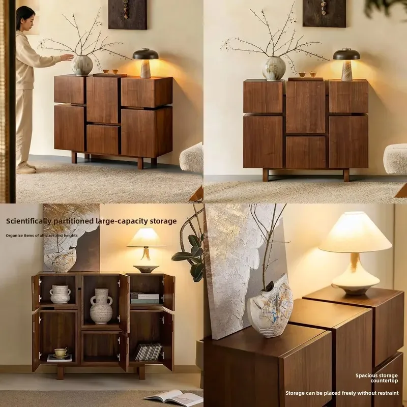 Nordic style American black walnut dining cabinet wall-mounted locker living room solid wood furniture bedroom China