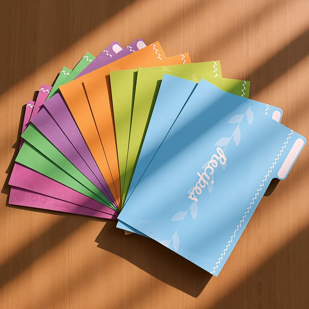 

12Pcs Decorative Paper Recipe Card Dividers Kitchen Organizer Food Note Cards Daily Use Sheet Separator Home Cooking Accessory