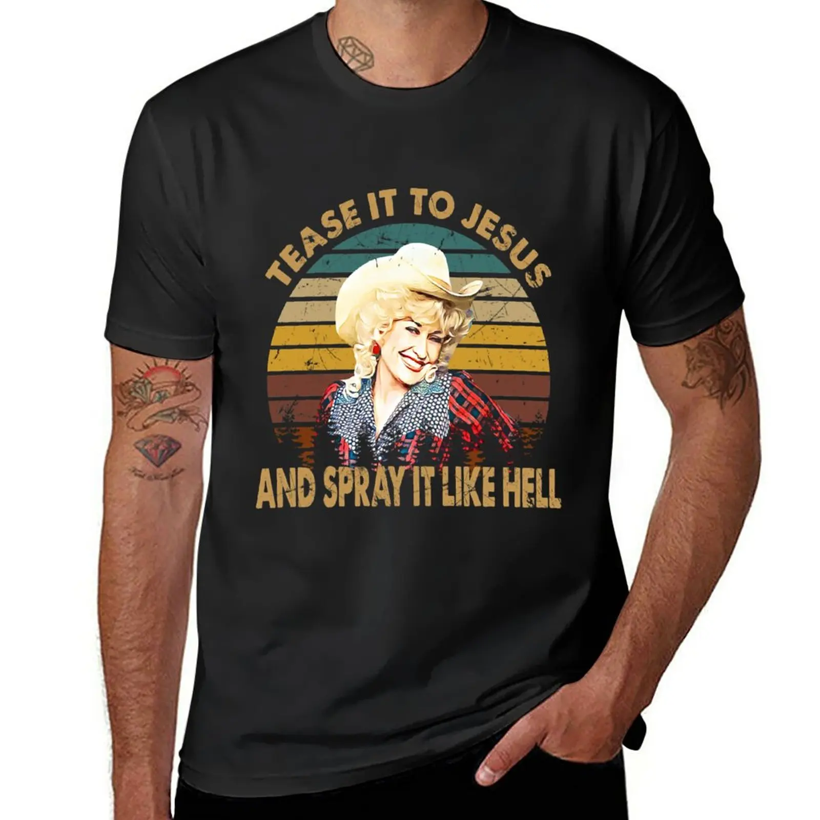 vintage tease it dolly gift parton for lovers T-Shirt summer tops Aesthetic clothing Men's t shirts