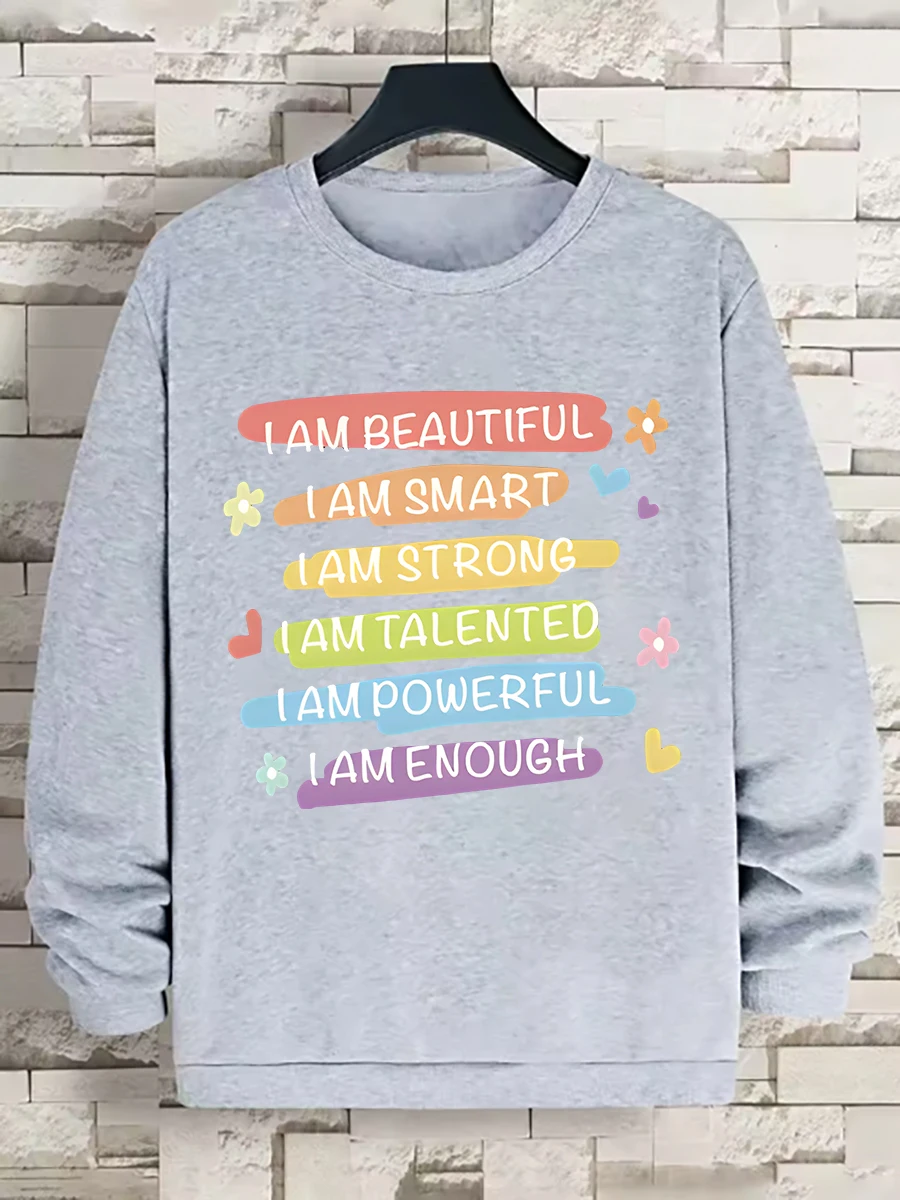 

Толстовка с круглым вырезом и длинным рукавом с принтом, повседневная, теплая, стильная, с индивидуальным узором, тяжелая вес (вес ткани 220–320 г/м2)