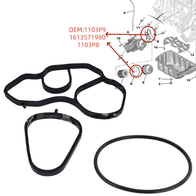 

1103P9 For Peugeot 207 3008 408 4008 Citroen C4L DS5 1.6T Partner Brand New Genuine Oil Filter Housing Seal Kit Gasket
