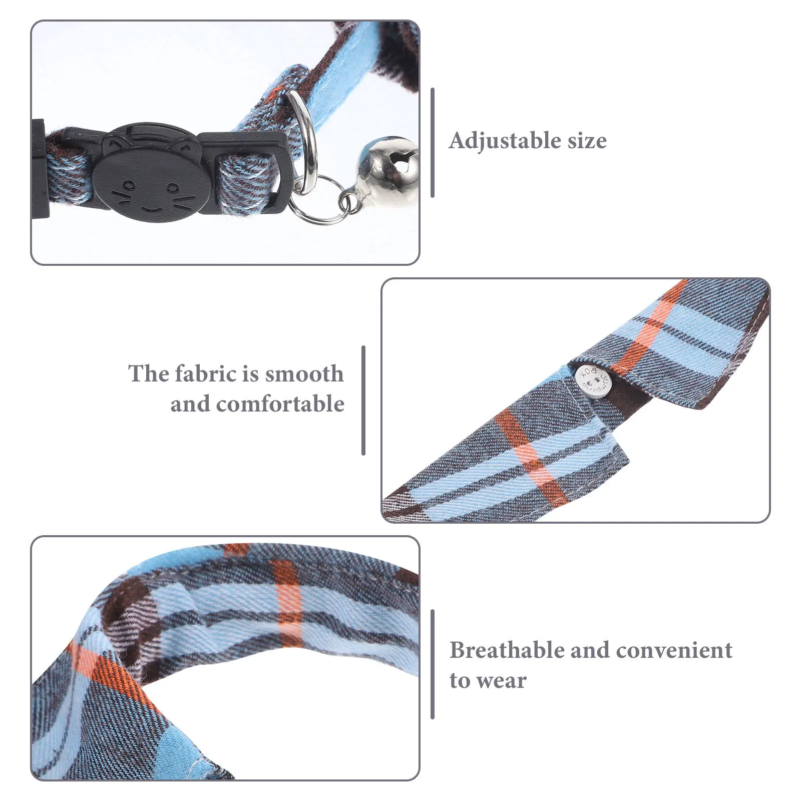

Collar with Bell Plaid Design Adjustable and Durable for Pets Suitable for All Occasions Cat Collar