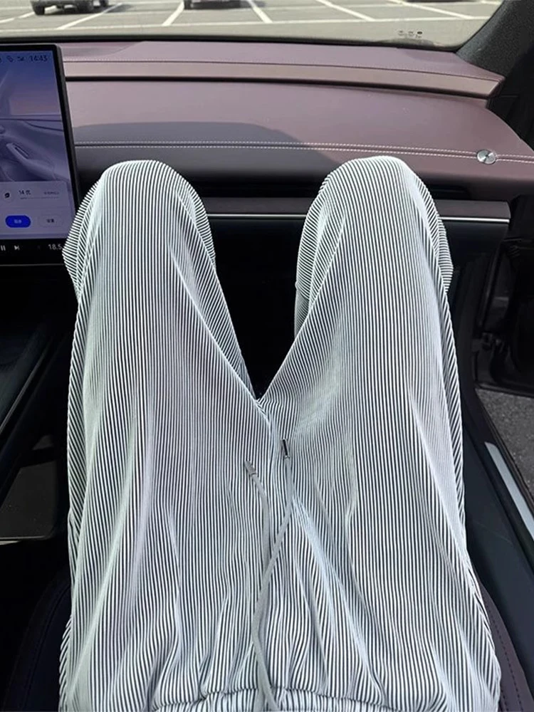 

Ice Silk Loose Fit Straight Leg Casual Pants Men's Summer Thin High Waist Casual Pants Youth Vitali Sle Anti-Wrinkle