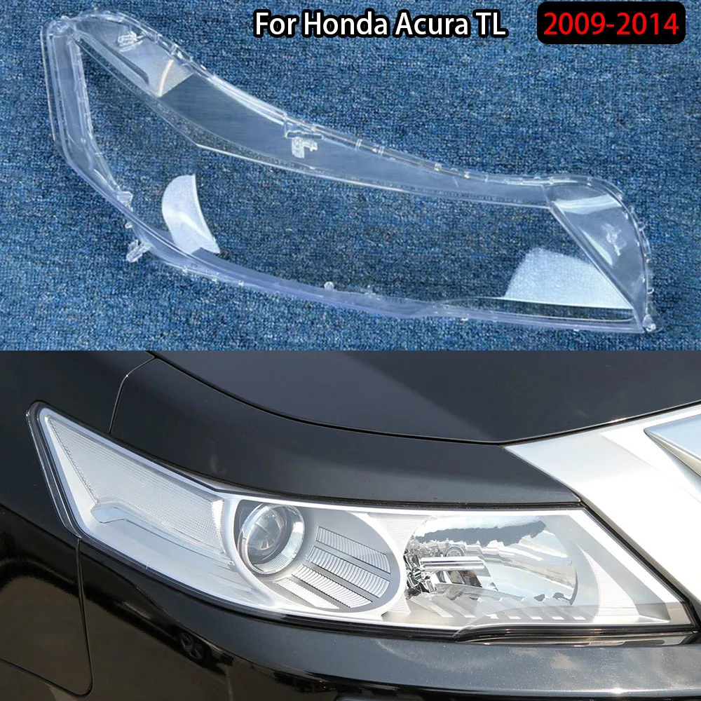 

For Honda Acura TL 2009-2014 Headlight Shade Transparent Lampshade Lens Headlamp Cover Lamp Shell Plexiglass Black Edge