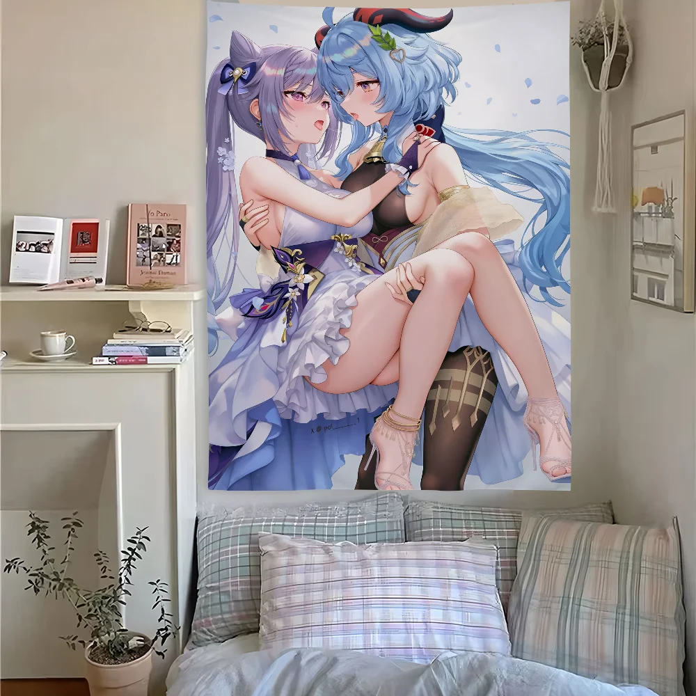 

Keqing Ganyu Sexy Girl Tapestry Bedroom Living Home Decor Bar Outdoor Festival Wall Hanging Decoration Background Art Banner