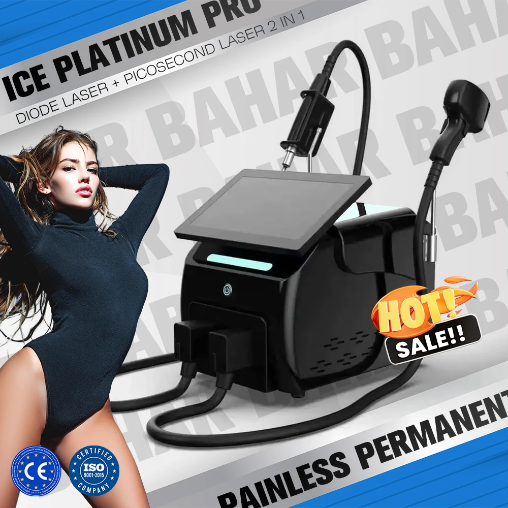 2 in 1 Soprano Pico Diode Laser Nd Yag Hair Removal Machine Tattoo Cleaning Carbon Peel Facial Professional Beauty Salon Device