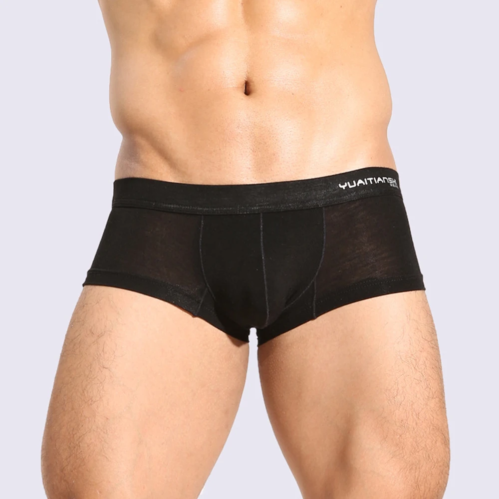 Men Modal Soft Elastic Breathable Shorts Solid Bulge Pouch Underpants Breathable Seamless 3D Pouch Underwear Panties A50