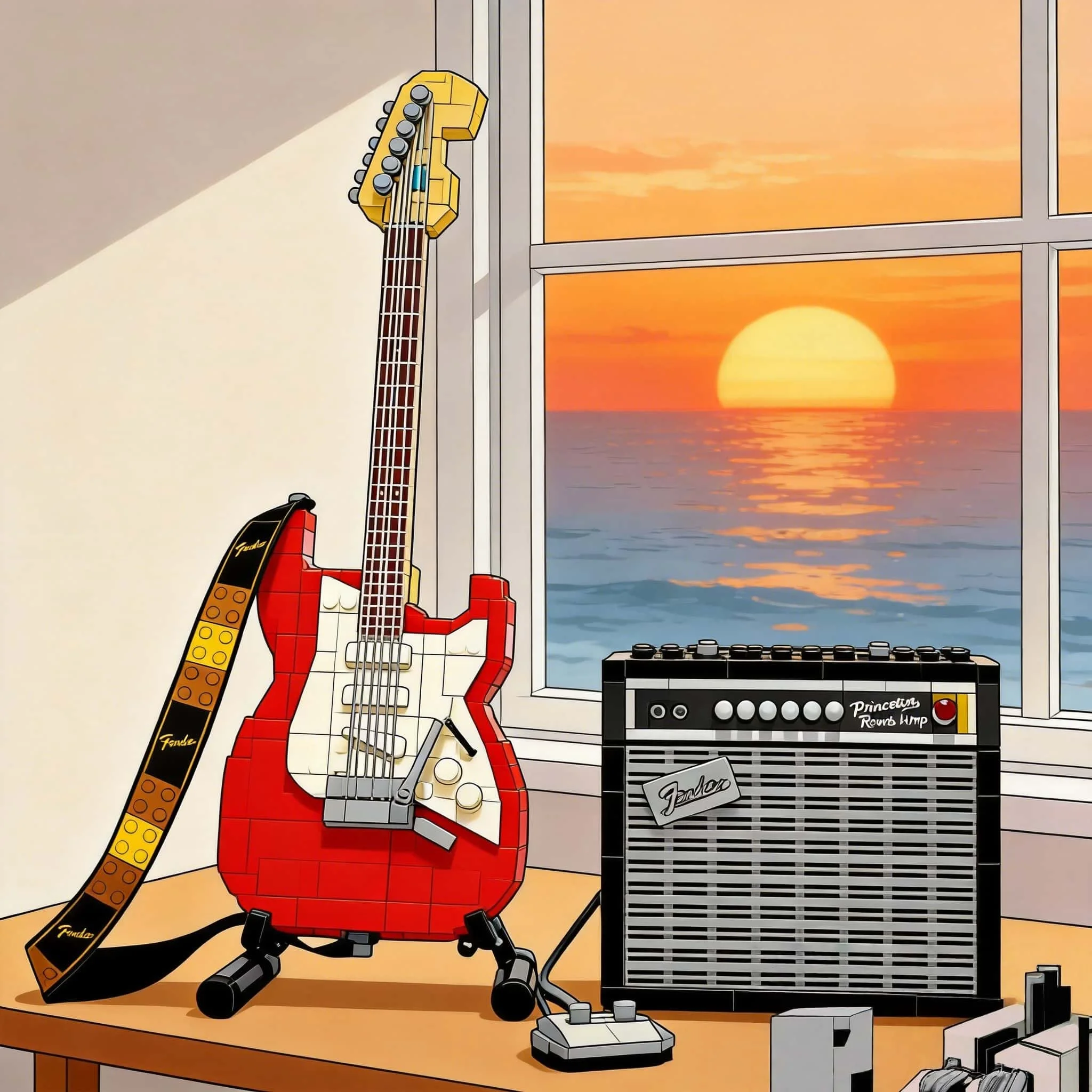 Building blocks and art guitar application control, technical blocks and USB gifts, modular assembly of music playback, adult to