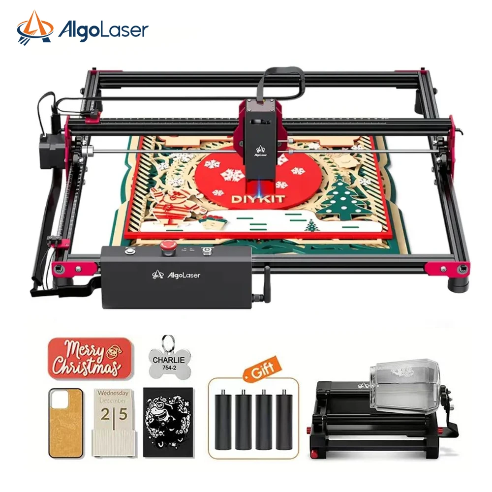 

AlgoLaser DIY KIT with Rotary Roller Raisers for Glass Tumbler Cup Suit Small Business Users Offline Control DIY Engraver Tools