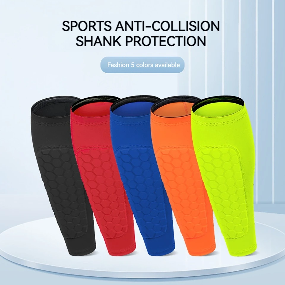 1Pcs Sports Calf Guard High Elastic Pressure Non-Slip Silicone Honeycomb Collision Leg Warmers Outdoor Sports Shin Guards Unisex