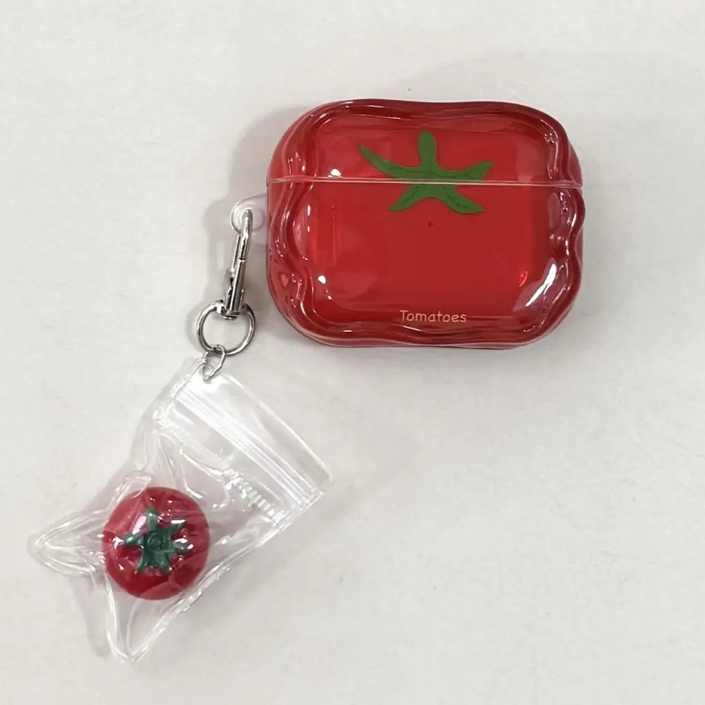 حافظة طماطم شبه شفافة إبداعية لأجهزة Airpods الجيل الرابع سماعة رأس بخاصية البلوتوث غطاء الجيل الثاني والثالث