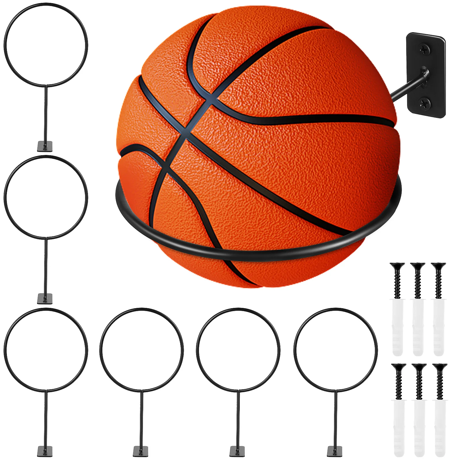 

7 Pcs Wall Ball Rack Holder Mount Basketball Racks For Balls Display Holders Heavy Duty Storage Shelves