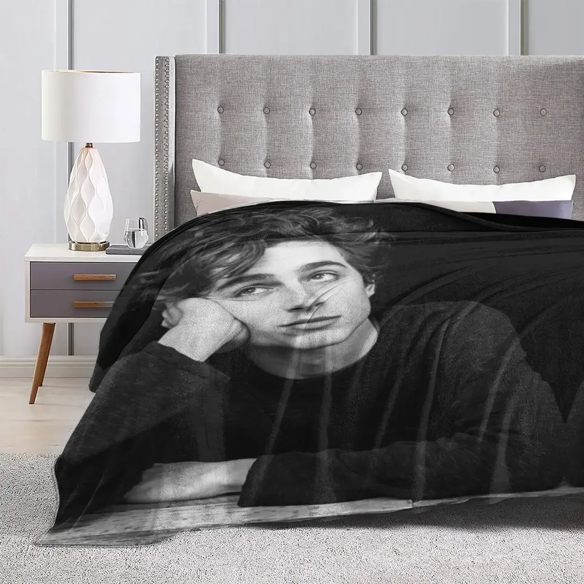 Timothee Chalamet Warm Soft Blanket American and French Actor Office Bedding Throws Winter Flannel Bedspread Sofa Bed Cover