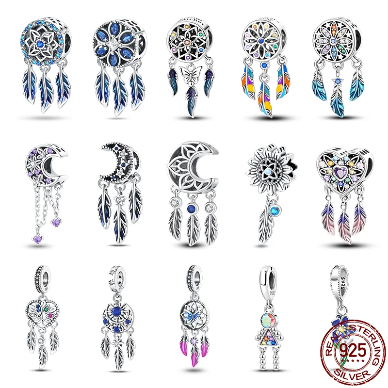 Noble 925 Sterling Silver Charms Dream Catcher Serie Good Luck Beads Fit Original Pandora Bracelet&Bangle Woman Birthday Jewelry