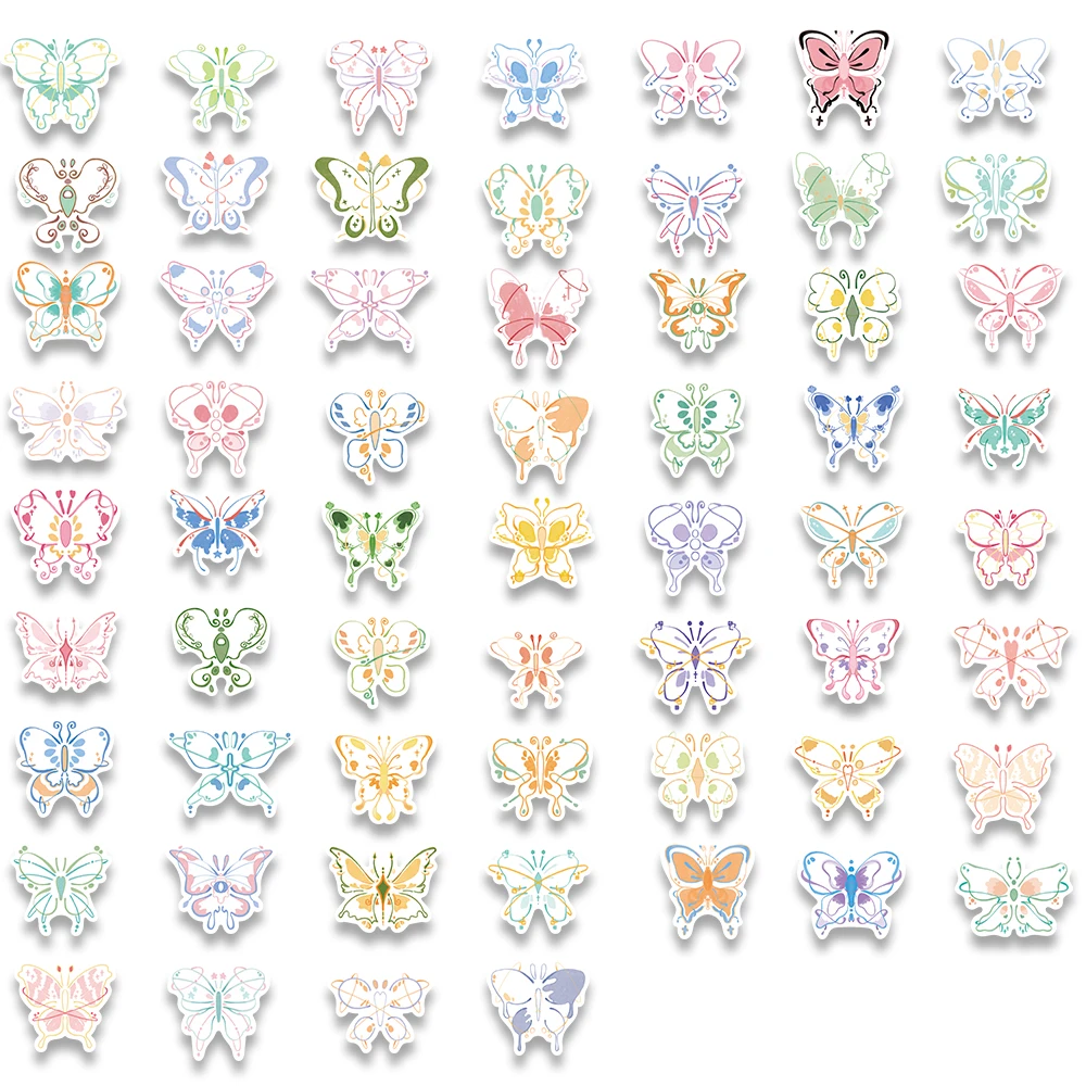60PCS Colorful Butterfly Stickers Exquisite Handbag Material Phone Case Laptop Water Cup Luggage Waterproof Stickers