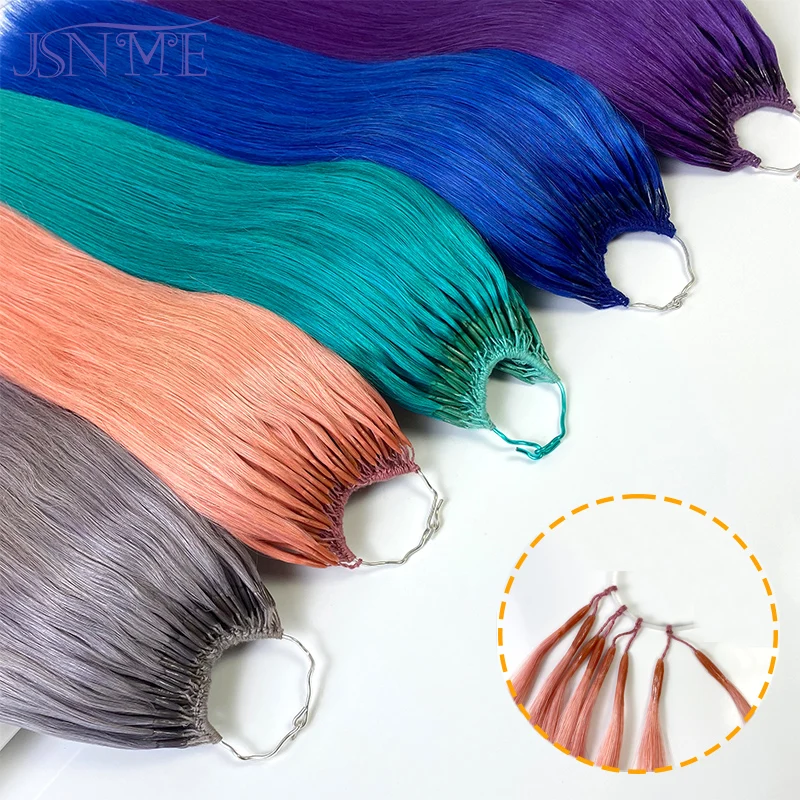 Color Double stick  Micro Ring Hair extensions Blue Purple Pink Grey 613 Color  20" Inch 100% Human Hair Color For Women