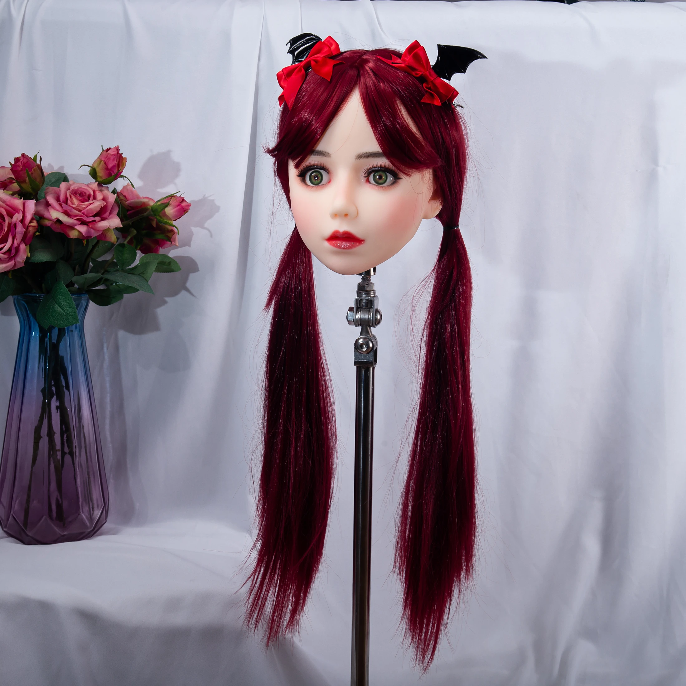 نموذج رأس بشري للبالغين M16 للجنسين مع واجهة لولبية وشعر مستعار مطابق للتلميذ