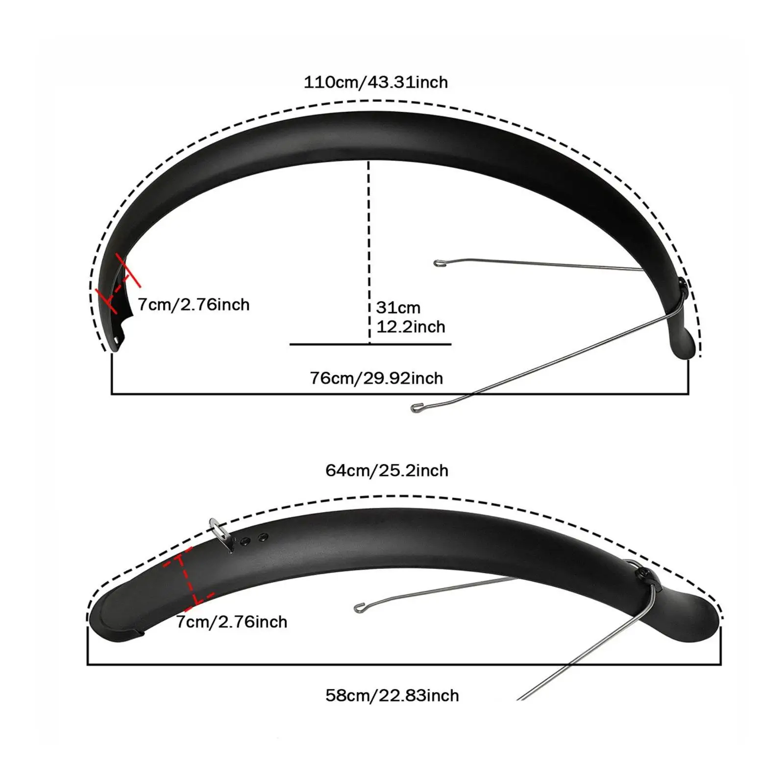 Resin Bike Mudguard Complete Set Wide Tire MTB Fender Splash Guard for Mountain Bicycle Off-road Rides
