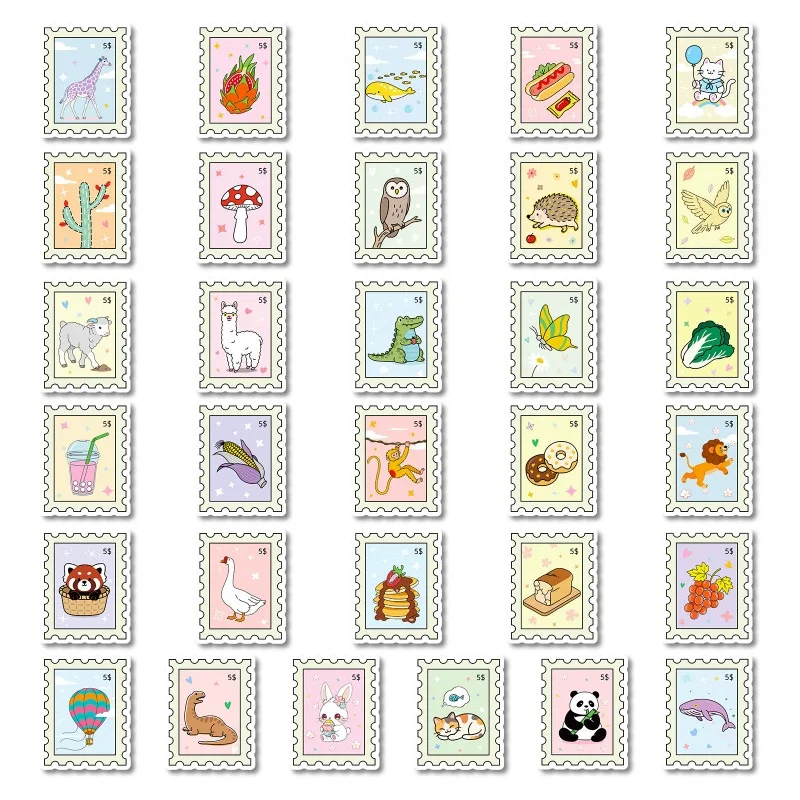 56 ชิ้นการ์ตูนแสตมป์ส่วนบุคคลสร้างสรรค์เส้นขยุกขยิกสติกเกอร์ตกแต่ง