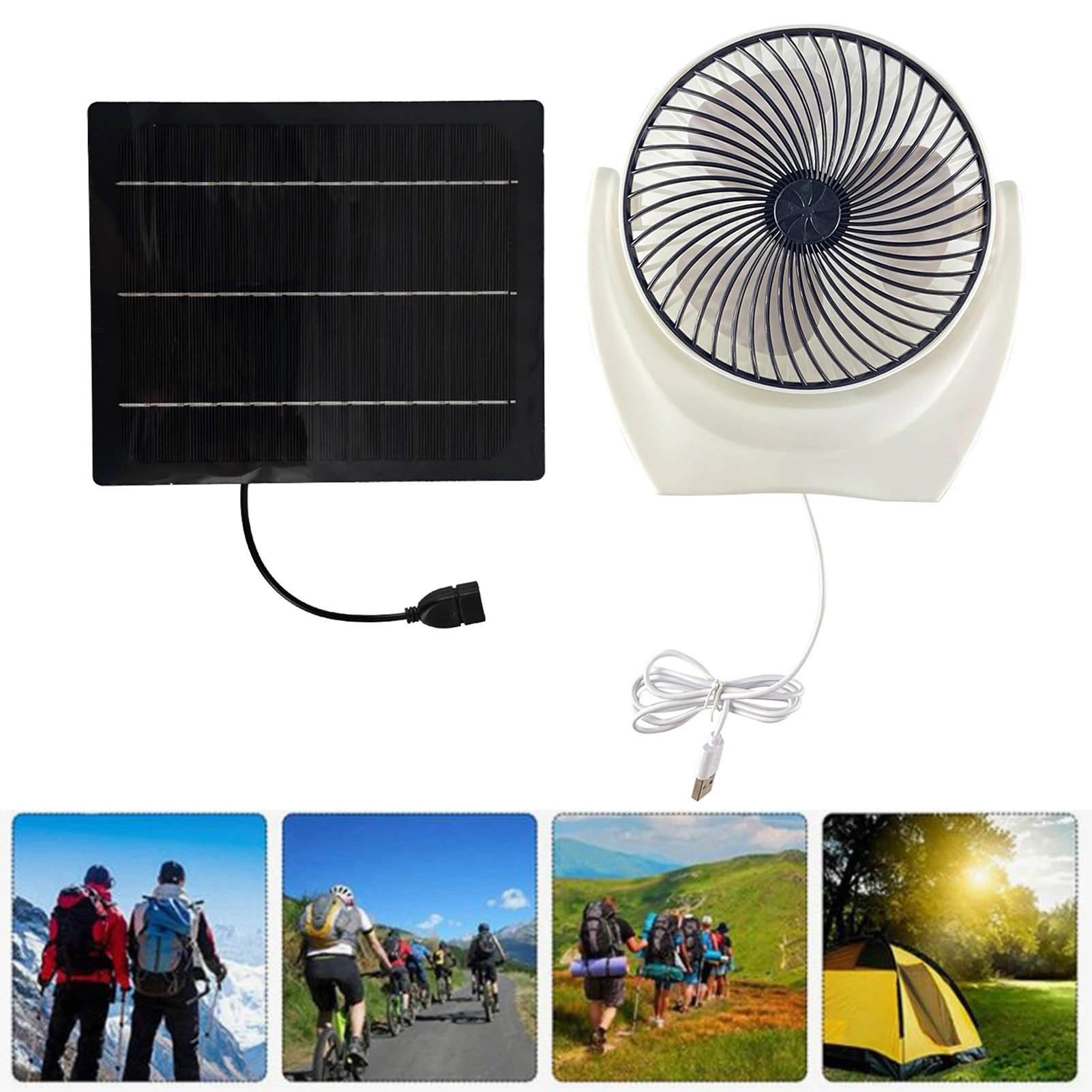 

Solar Panel Fan High Conversion Efficiency Strong Airflow Low Noise Portable Design Solar Powered Camping Fan Outdoor Air Cooler