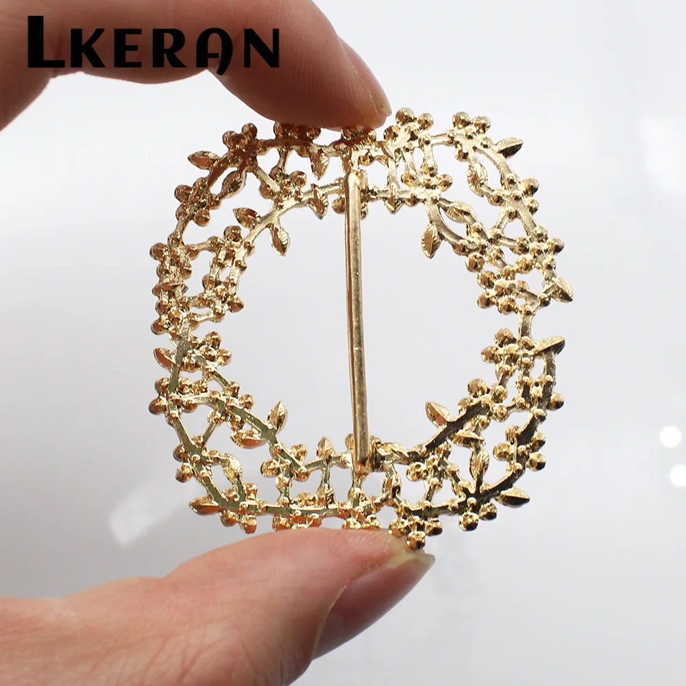 New 2Pcs 50mm Flower Design Rhinestone Belt Decorative Slide Buckle For Hair Diamond DIY Accessories Gift Box Bow Ribbon