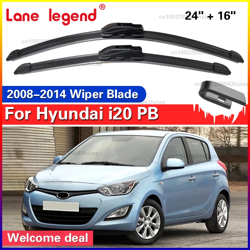 Für Hyundai I20 PB 2008-2014 Auto-Scheibenwischer U-Typ Weicher Gummi Knochenloser Wischer HD Leise Langlebiger Autowischer 24'+16'