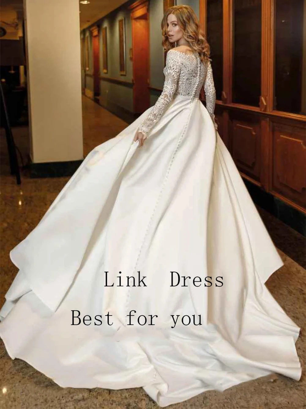Elegant Empire Wedding Dresses for Ladies Elegant Strapless Bridal Gowns with Lace Exquisite Full Sleeve Vestidos De Novia New