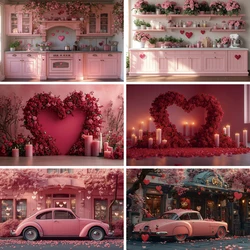 Valentine's Day Heart Red Rose Background February 14th Valentine's Day Flower Arch Wedding Birthday Party Photography Backdrop